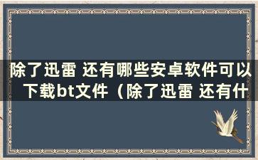 除了迅雷 还有哪些安卓软件可以下载bt文件（除了迅雷 还有什么软件可以下载bt文件）